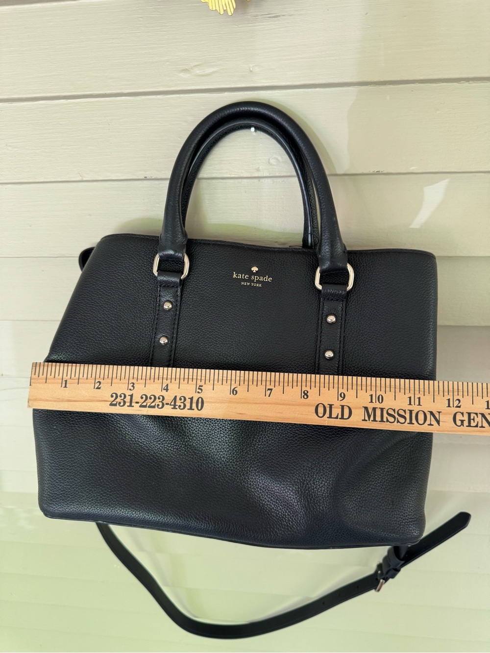 kate spade Black Pebbled Leather Tote with Gold Logo - Picture 8 of 9